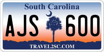 SC license plate AJS600