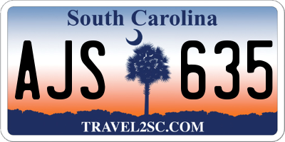 SC license plate AJS635