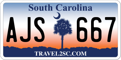 SC license plate AJS667