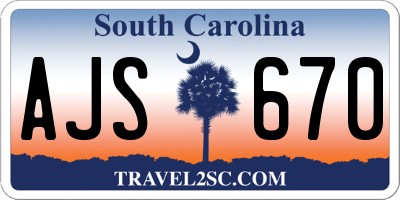 SC license plate AJS670