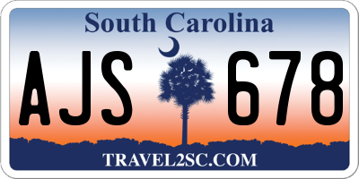 SC license plate AJS678