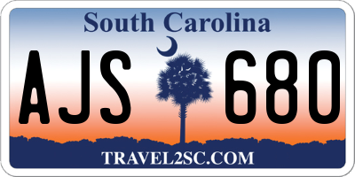 SC license plate AJS680