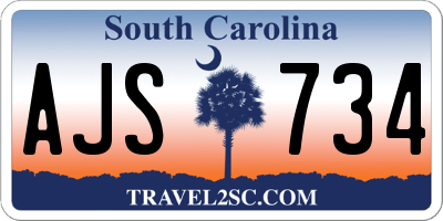 SC license plate AJS734