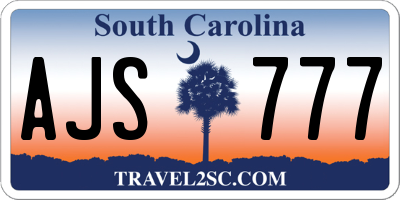 SC license plate AJS777