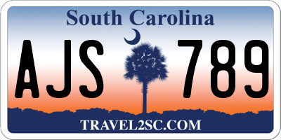 SC license plate AJS789