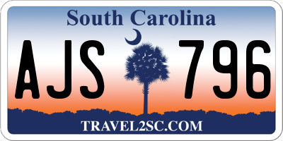 SC license plate AJS796