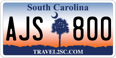 SC license plate AJS800