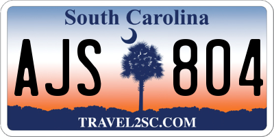 SC license plate AJS804