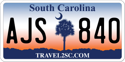 SC license plate AJS840