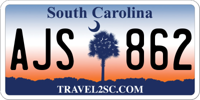 SC license plate AJS862
