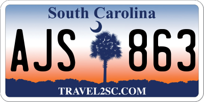 SC license plate AJS863