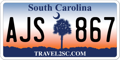 SC license plate AJS867