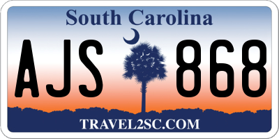 SC license plate AJS868