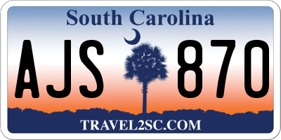 SC license plate AJS870