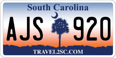 SC license plate AJS920