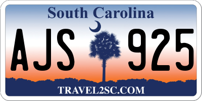 SC license plate AJS925