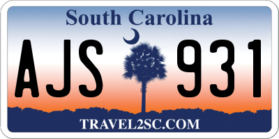SC license plate AJS931