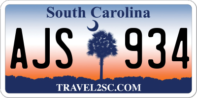 SC license plate AJS934