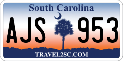 SC license plate AJS953