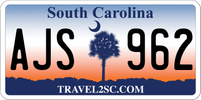 SC license plate AJS962