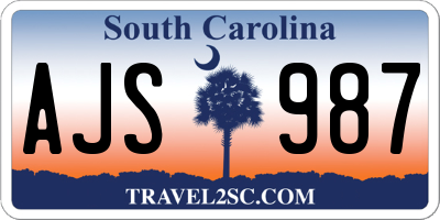 SC license plate AJS987