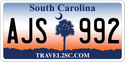 SC license plate AJS992