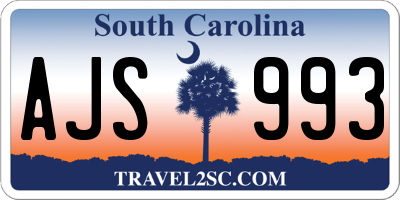 SC license plate AJS993
