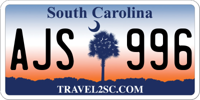 SC license plate AJS996