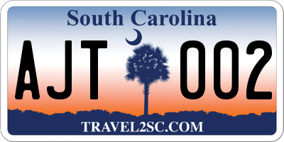 SC license plate AJT002
