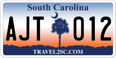 SC license plate AJT012