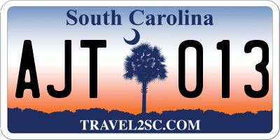 SC license plate AJT013