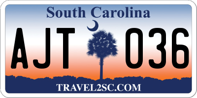 SC license plate AJT036