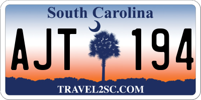 SC license plate AJT194