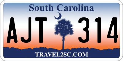 SC license plate AJT314
