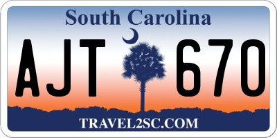 SC license plate AJT670