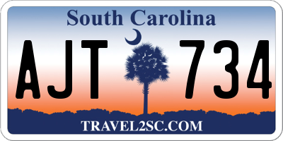SC license plate AJT734