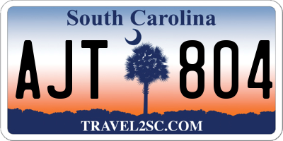 SC license plate AJT804