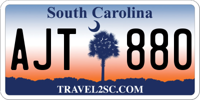 SC license plate AJT880