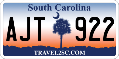 SC license plate AJT922