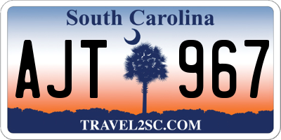 SC license plate AJT967
