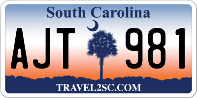 SC license plate AJT981