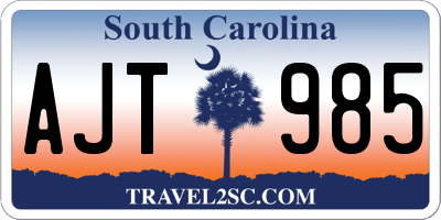 SC license plate AJT985