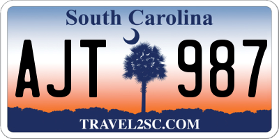 SC license plate AJT987