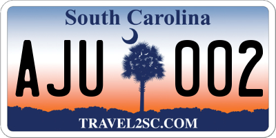 SC license plate AJU002