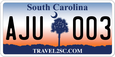 SC license plate AJU003