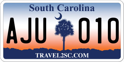 SC license plate AJU010