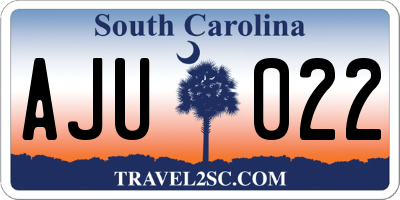 SC license plate AJU022
