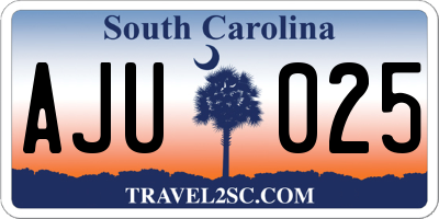 SC license plate AJU025