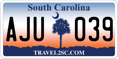SC license plate AJU039