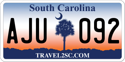 SC license plate AJU092